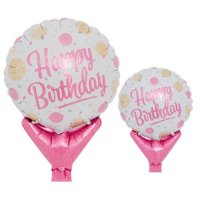 5" Happy Birthday Gold And Pink Dots Balloon.