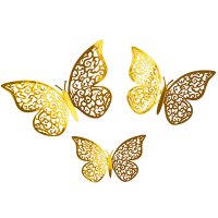 (image for) 3D Gold Adhesive Butterflies 12 pack