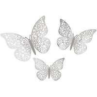3D Silver Adhesive Butterflies 12 pack