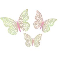 (image for) 3D Pink Iridescent Adhesive Butterflies 12 pack