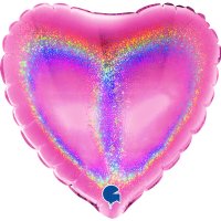 (image for) 4" Grabo Glitter Fuchsia Pink Plain Heart Air Fill Balloons