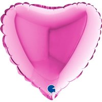 9" Grabo Fuchsia Pink Plain Heart Air Fill Balloons