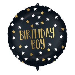 (image for) 18" Black And Gold Birthday Boy Foil Balloons