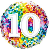 (image for) 18" 10 Rainbow Confetti Foil Balloons