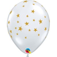11" Diamond Clear Contempo Stars Latex Balloons 25pk