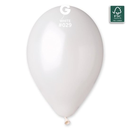 (image for) 13" Metallic White Latex Balloons 50pk