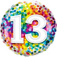 18" 13 Rainbow Confetti Foil Balloons