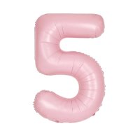 (image for) 34" Pastel Matte Pink Number 5 Supershape Balloons