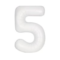 (image for) 34" Matte White Number 5 Supershape Balloons