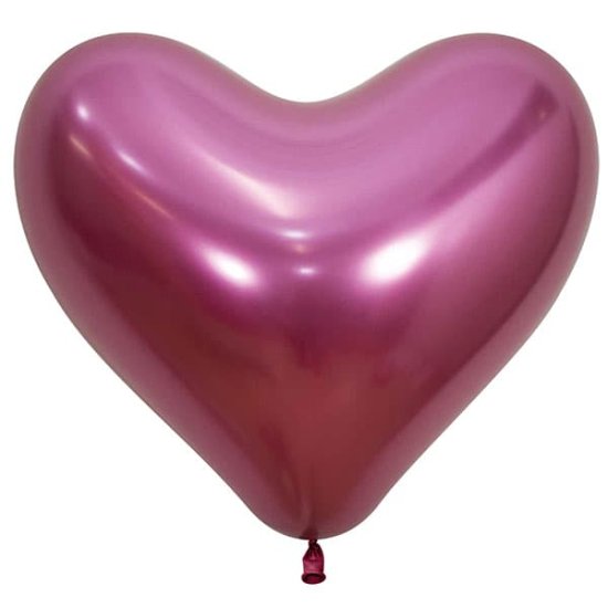 (image for) 14" Reflex Fuchsia Heart Latex Balloons 50pk