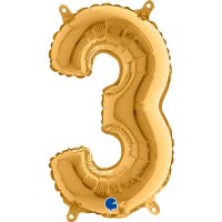(image for) 14" Grabo Gold Number 3 Air Fill Balloons