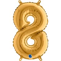 (image for) 14" Grabo Gold Number 8 Air Fill Balloons