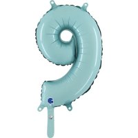 (image for) 14" Pastel Blue Number 9 Foil Balloons