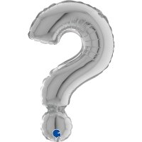 14" Grabo Silver Question Mark Air Fill Balloons