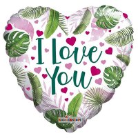18" I Love You Hearts & Leaves Eco Foil Balloons