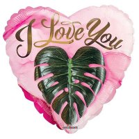 18" I Love You Heart Leaf Eco Foil Balloons