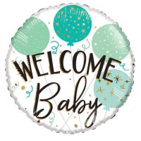 18" Welcome Baby Green & Teal Eco Foil Balloons