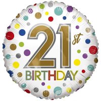 18" Happy 21st Birthday Polka Dots Eco Foil Balloons