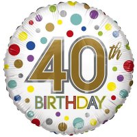 18" Happy 40th Birthday Polka Dots Eco Foil Balloons