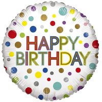 18" Happy Birthday Polka Dots Eco Foil Balloons