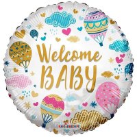 18" Welcome Baby Hot Air Balloon Eco Foil Balloons