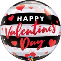 22" Valentines Day Black Stripes Bubble Balloons