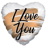 (image for) 18" I Love You Gold Brush Strokes Eco Foil Balloons