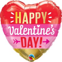 (image for) 18" Happy Valentines Day Arrow & Stripes Foil Balloons
