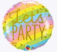 18" Let's Party Pastel Rainbow Stripes Foil Balloons