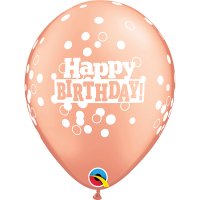 11" Rose Gold Happy Birthday Confetti Dots Latex Balloons 25pk
