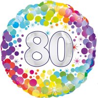 18" 80th Colourful Confetti Birthday Foil Balloons