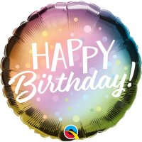 18" Happy Birthday Metallic Ombre & Dots Foil Balloons