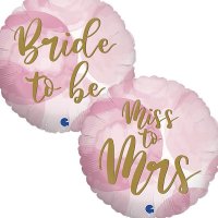 18" Bride To Be Miss To Mrs Foil Balloons