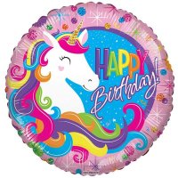 18" Classic Unicorn Happy Birthday Foil Balloons