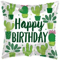 18" Happy Birthday Cactus Eco Foil Balloons