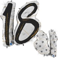 (image for) 18 Black Marble Mate Shape Number Balloons