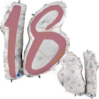 (image for) 18 Rose Gold Marble Mate Shape Number Balloons