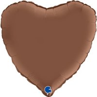 18" Grabo Satin Chocolate Brown Heart Foil Balloons