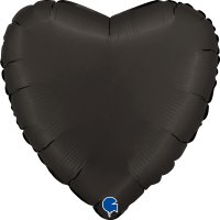 18" Grabo Satin Black Heart Foil Balloons