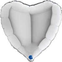 18" Grabo Metallic Silver Heart Foil Balloons