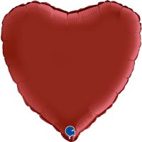 18" Grabo Satin Ruby Red Heart Shaped Foil Balloons