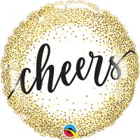 18" Cheers Gold Glitter Dots Foil Balloons