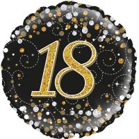 (image for) 18" Black Sparkling Fizz 18th Birthday Foil Balloons