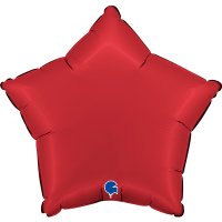 18" Grabo Satin Rubin Red Star Foil Balloons