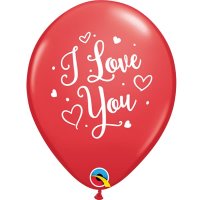 11" I Love You Hearts Script Latex Balloons 6pk