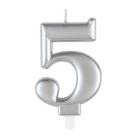 (image for) Metallic Silver Number 5 Candle