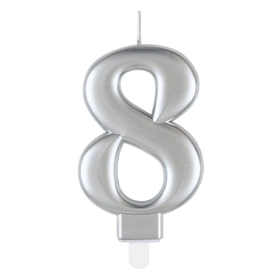 (image for) Metallic Silver Number 8 Candle