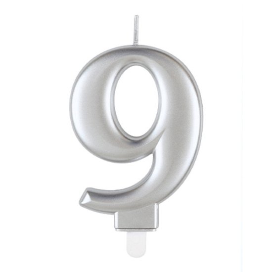 (image for) Metallic Silver Number 9 Candle