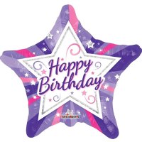 (image for) 18" Happy Birthday Purple Star Foil Balloons