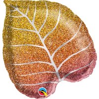 Ombre Glitter Graphic Fall Leaf Shape Foil Balloons